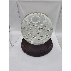 Vintage Large Crystal Controlled Bubble Art Glass Paperweight‎